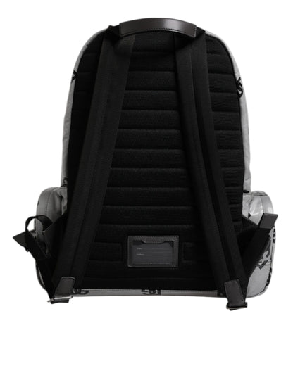 Dolce &amp; Gabbana Polyester Gray Black DG Logo Plaque Backpack Bag
