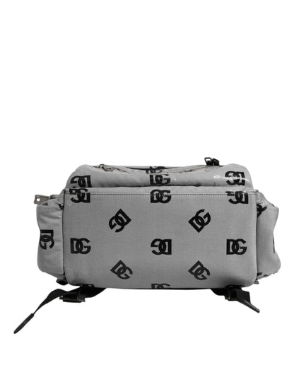Dolce &amp; Gabbana Polyester Gray Black DG Logo Plaque Backpack Bag