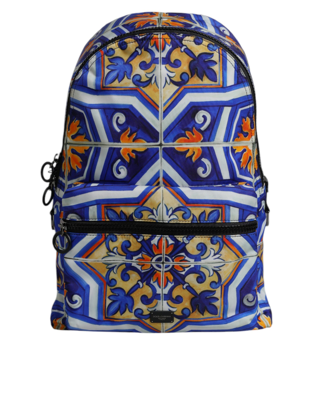 Dolce &amp; Gabbana Multicolor Majolica Print Nylon Travel Backpack Bag