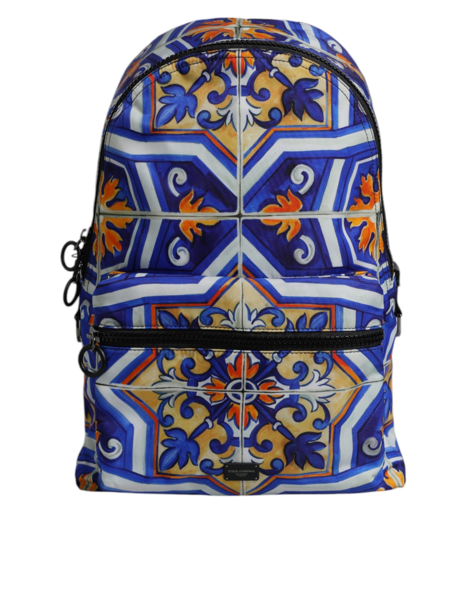 Dolce &amp; Gabbana Multicolor Majolica Print Nylon Travel Backpack Bag
