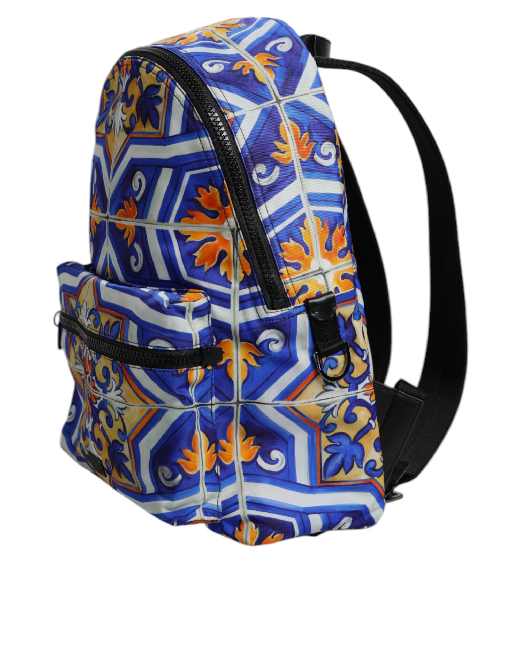 Dolce &amp; Gabbana Multicolor Majolica Print Nylon Travel Backpack Bag