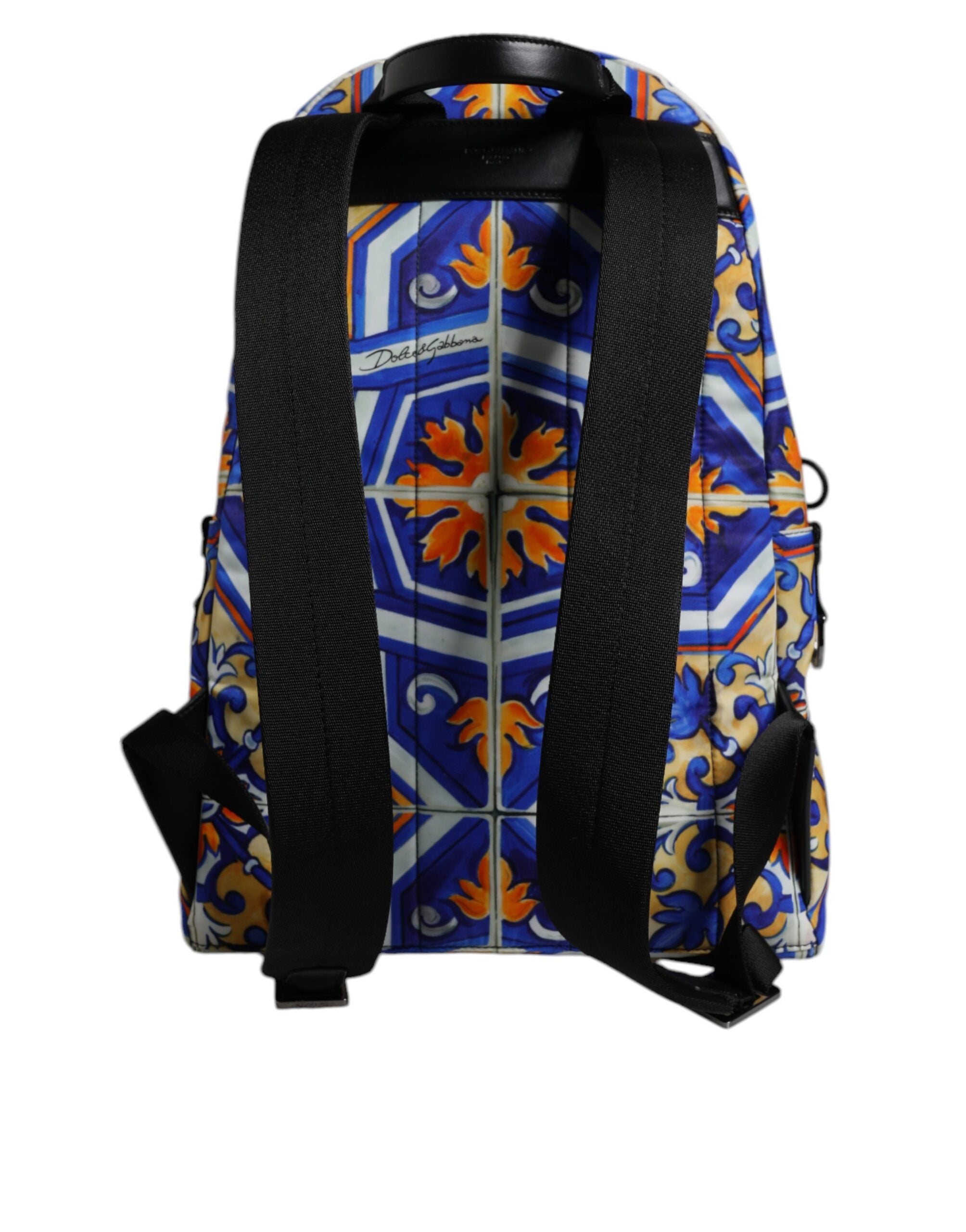 Dolce &amp; Gabbana Multicolor Majolica Print Nylon Travel Backpack Bag