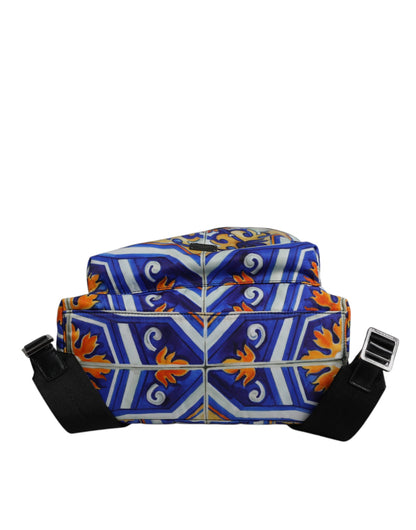 Dolce &amp; Gabbana Multicolor Majolica Print Nylon Travel Backpack Bag