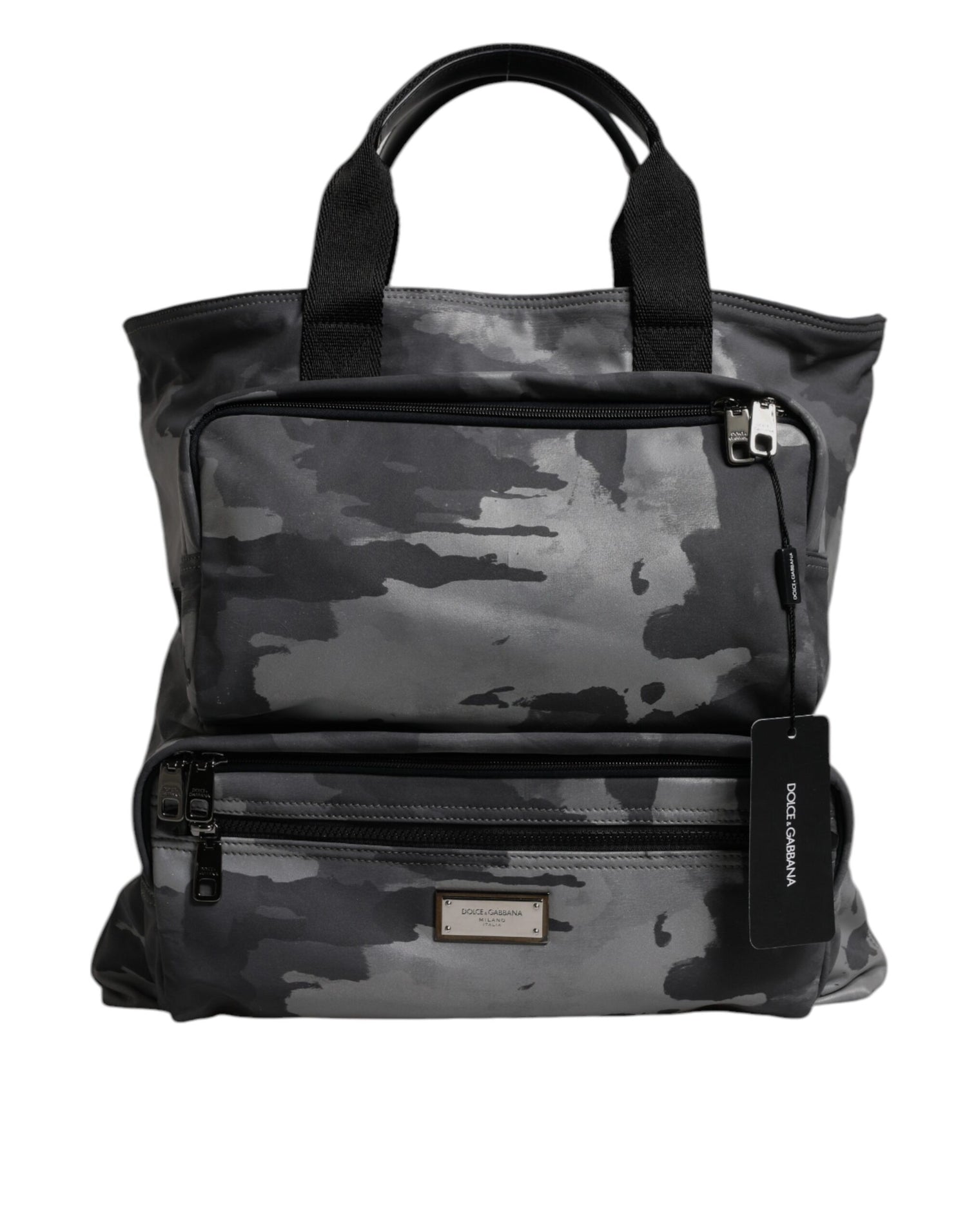 Dolce &amp; Gabbana Black Camouflage Shoulder Strap Logo Plaque Bag