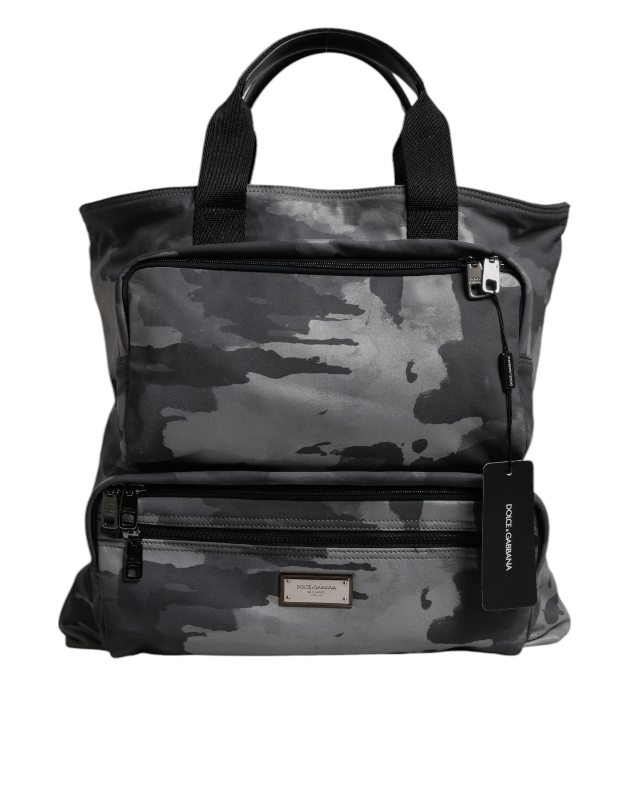 Dolce &amp; Gabbana Black Camouflage Shoulder Strap Logo Plaque Bag