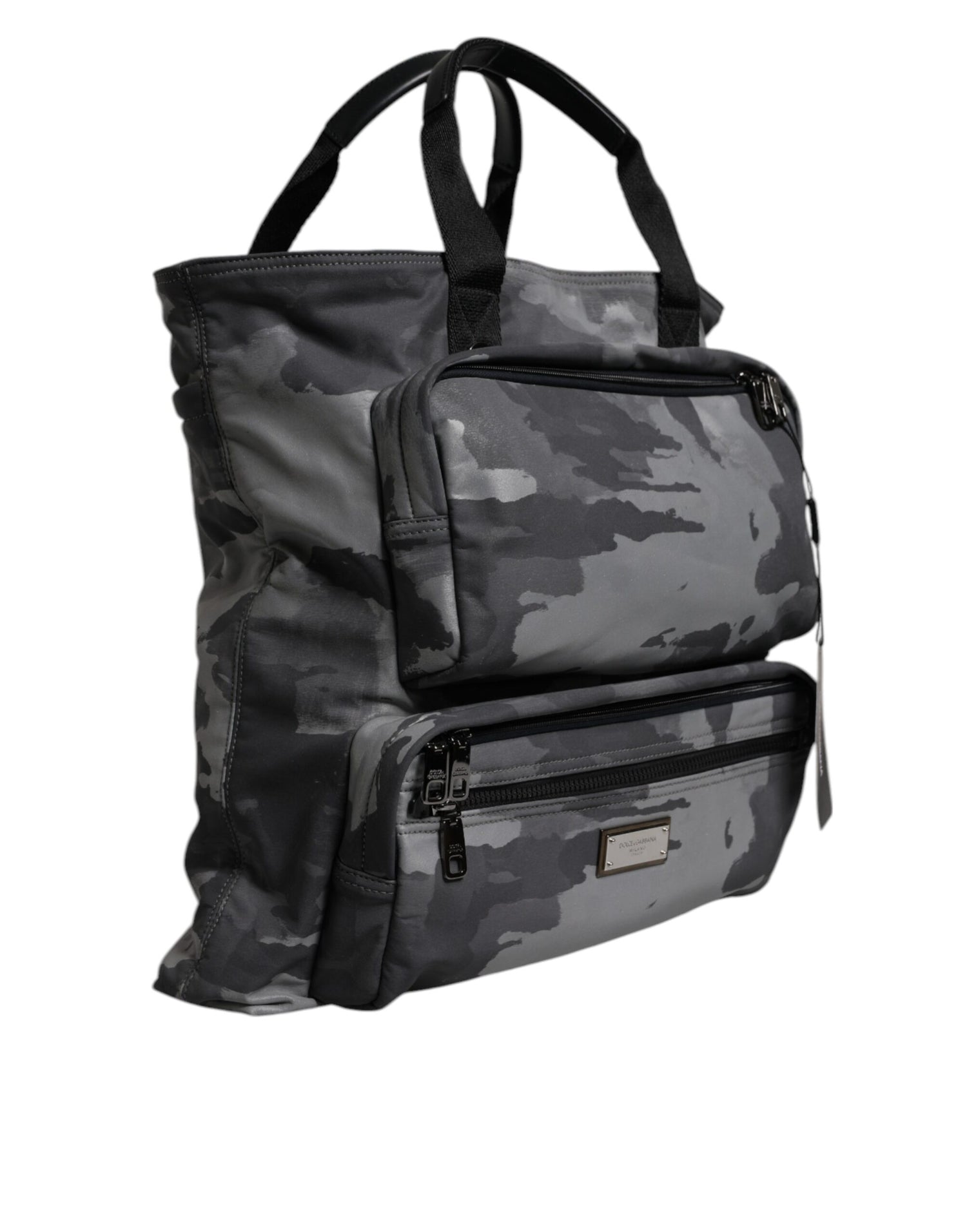 Dolce &amp; Gabbana Black Camouflage Shoulder Strap Logo Plaque Bag