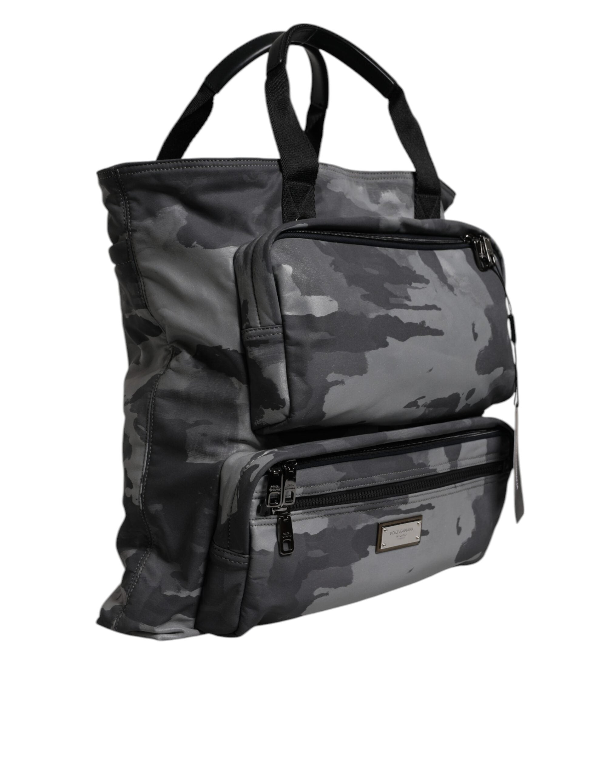 Dolce &amp; Gabbana Black Camouflage Shoulder Strap Logo Plaque Bag