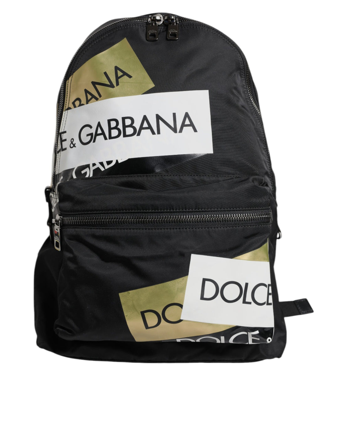 Dolce &amp; Gabbana Black Logo Tape Polyamide School Travel Backpack Bag