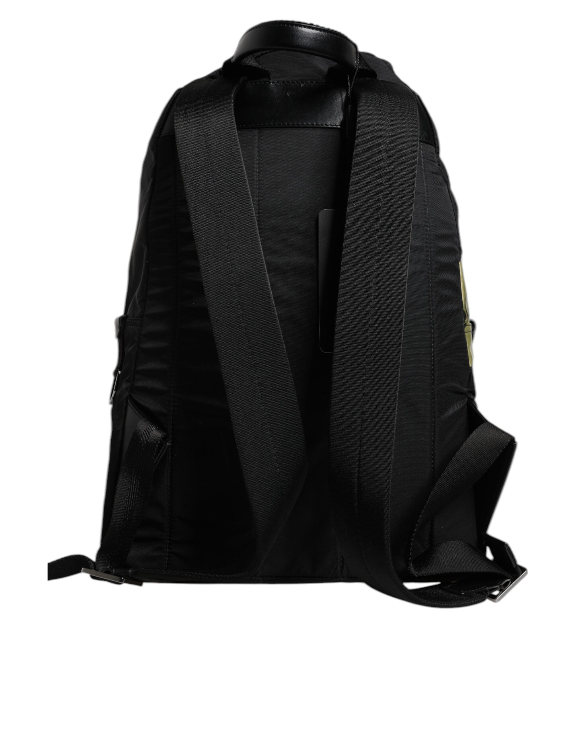 Dolce &amp; Gabbana Black Logo Tape Polyamide School Travel Backpack Bag