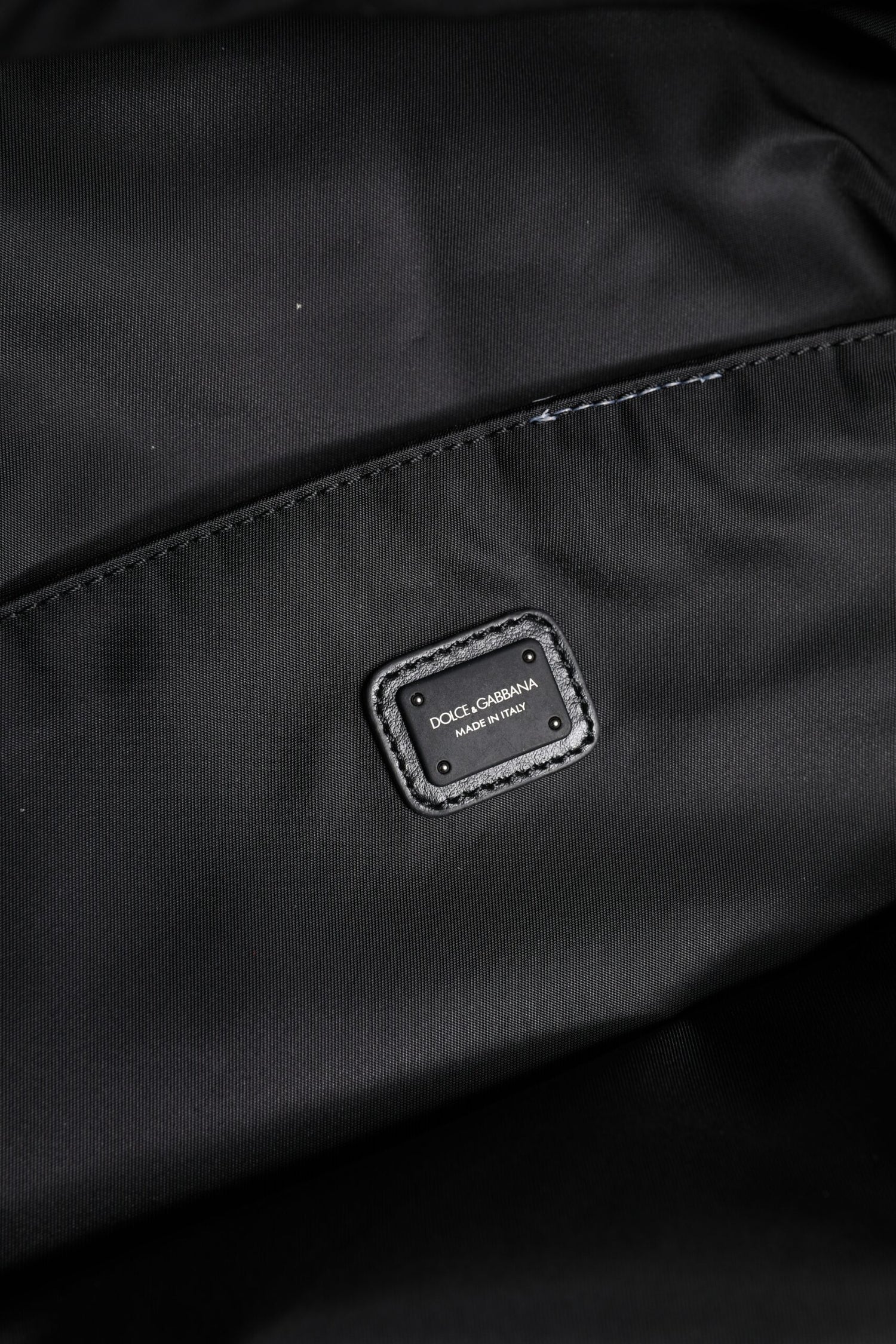 Dolce &amp; Gabbana Black Logo Tape Polyamide School Travel Backpack Bag