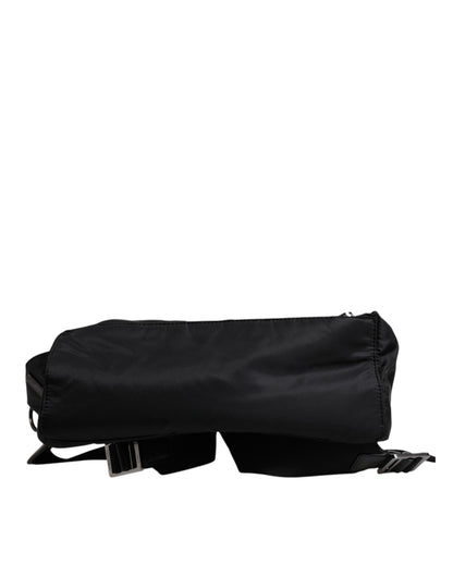 Dolce &amp; Gabbana Black Logo Tape Polyamide School Travel Backpack Bag