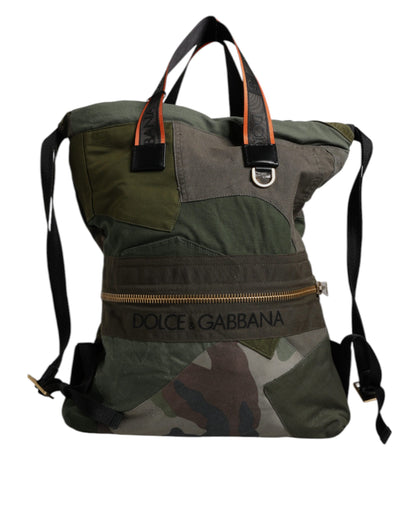 Dolce &amp; Gabbana Military Green Patchwork Rucksack Backpack Bag