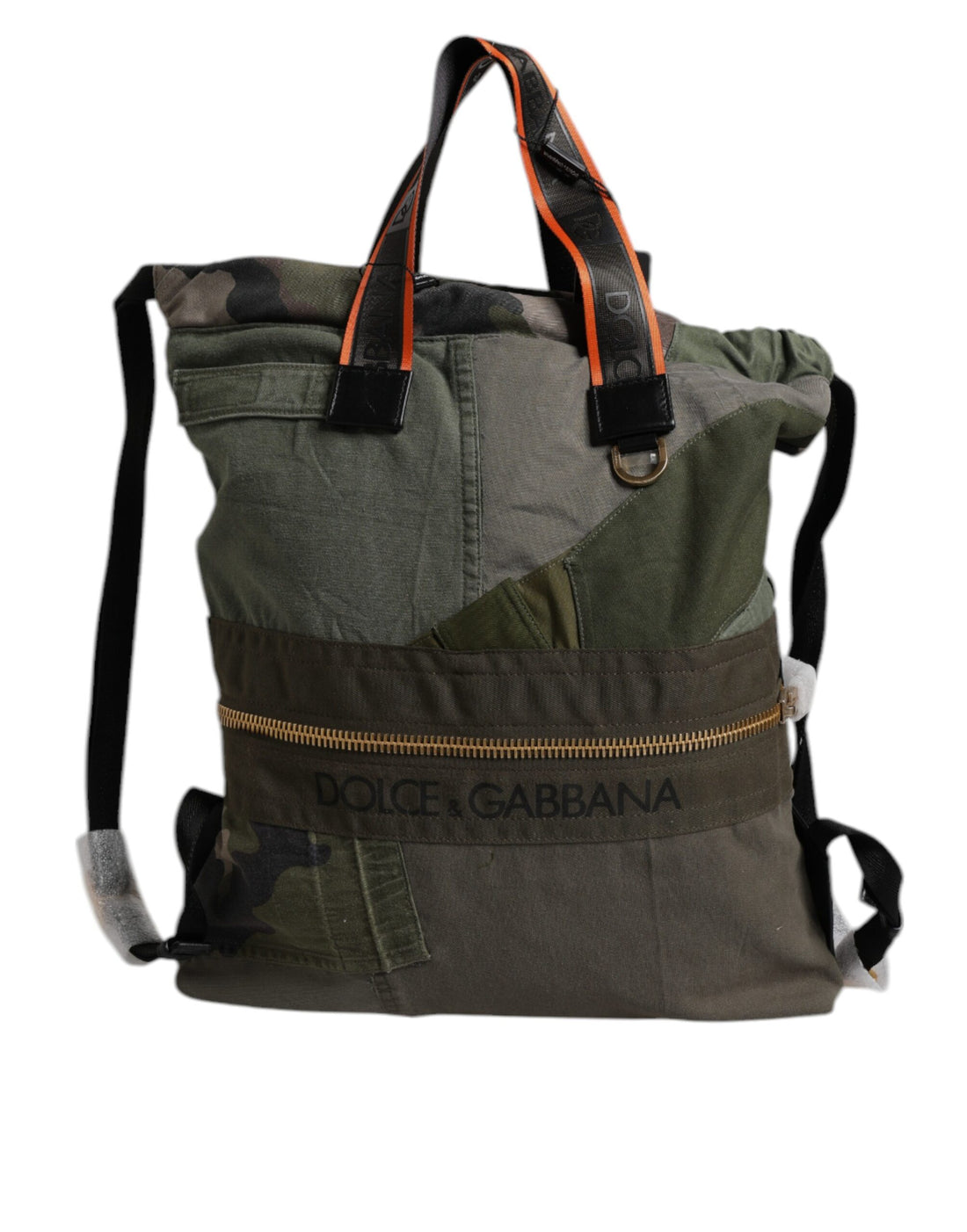 Dolce &amp; Gabbana Military Green Patchwork Rucksack Backpack Bag