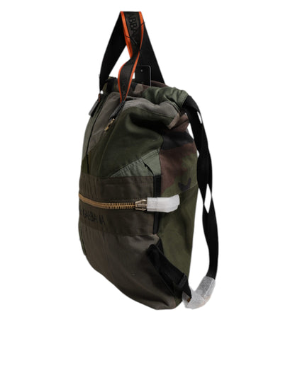 Dolce &amp; Gabbana Military Green Patchwork Rucksack Backpack Bag