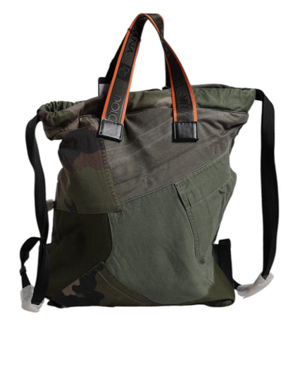Dolce &amp; Gabbana Military Green Patchwork Rucksack Backpack Bag