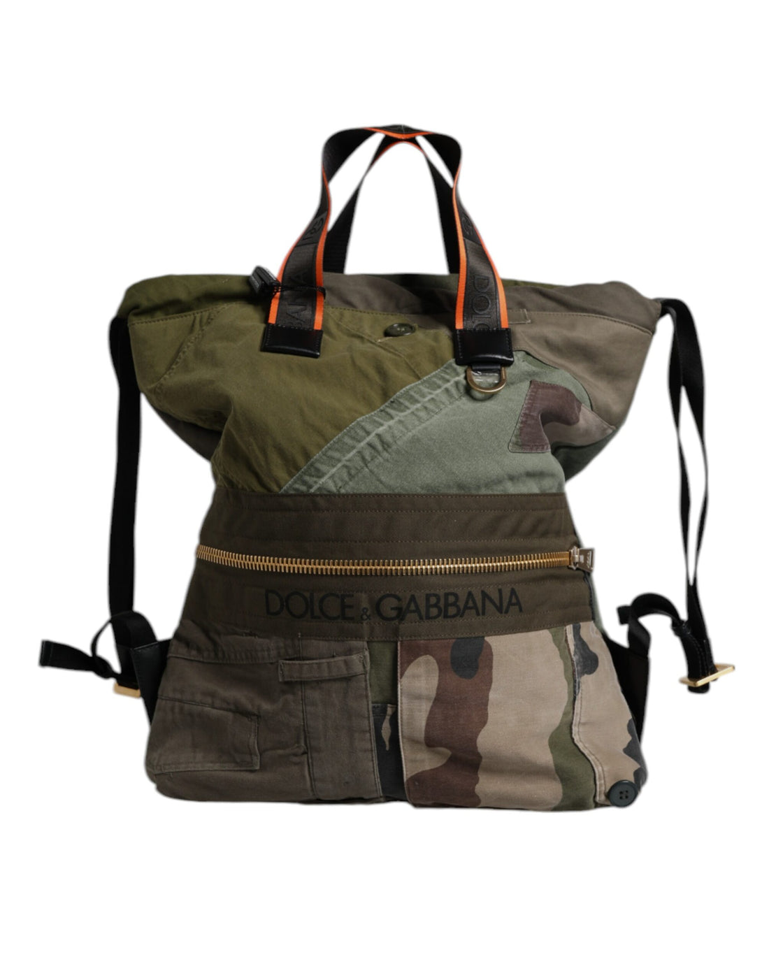 Dolce &amp; Gabbana Military Green Patchwork Rucksack Backpack Bag