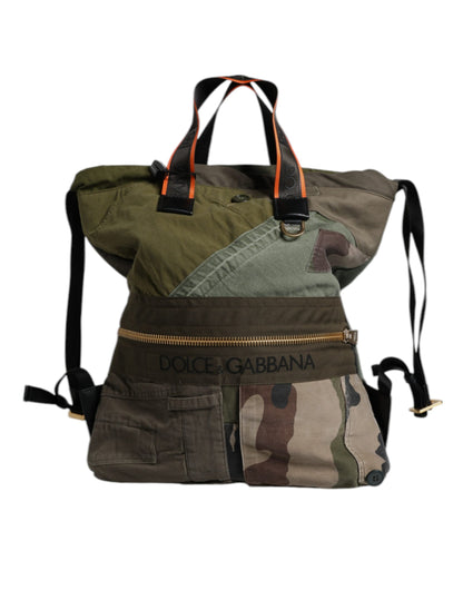 Dolce &amp; Gabbana Military Green Patchwork Rucksack Backpack Bag