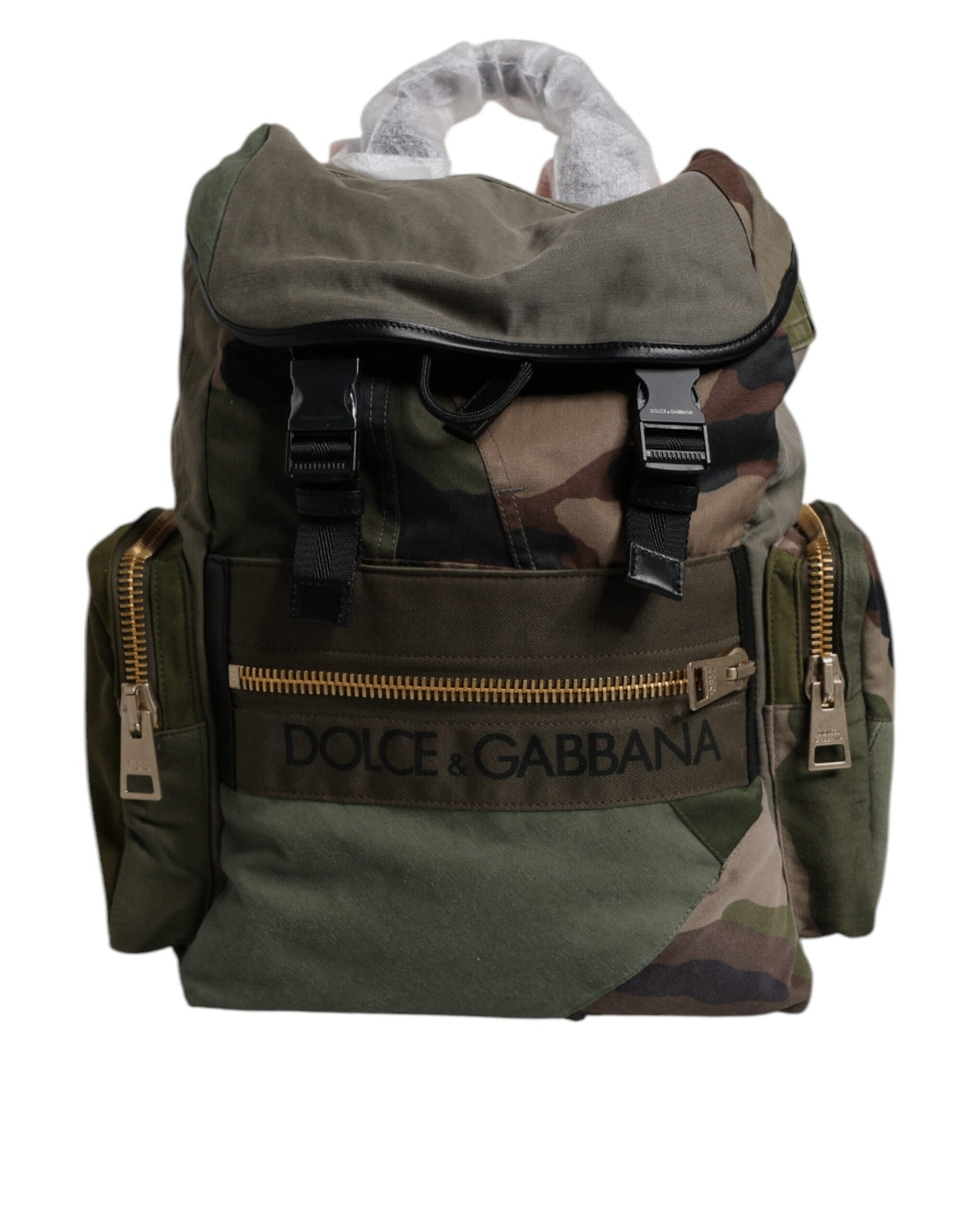 Dolce &amp; Gabbana Military Green Patchwork Travel Backpack Bag