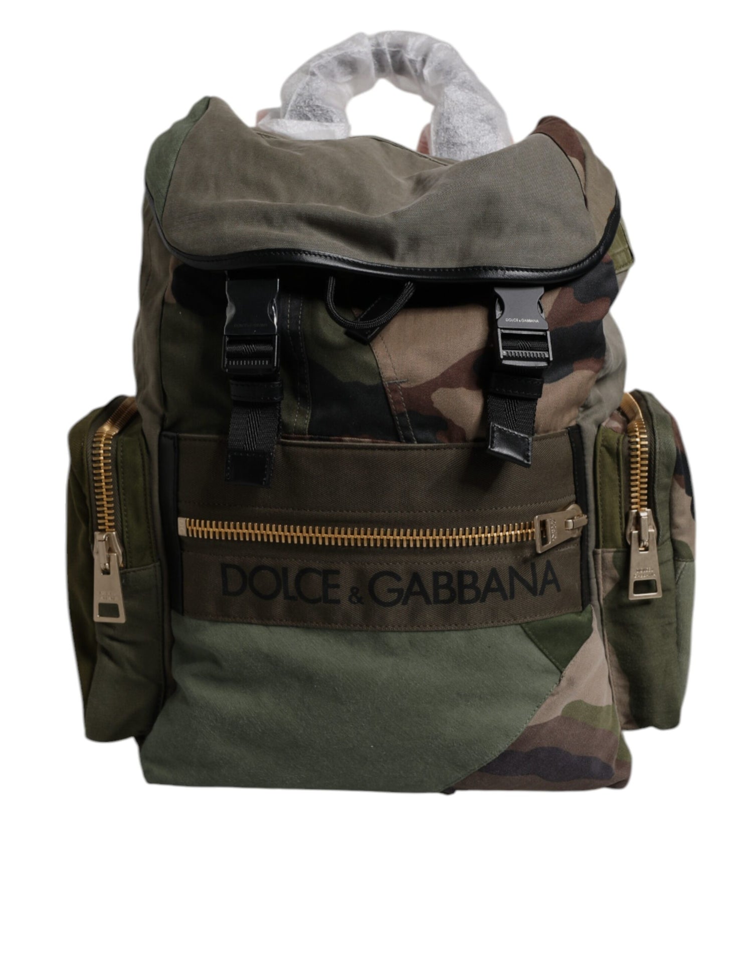 Dolce &amp; Gabbana Military Green Patchwork Travel Backpack Bag