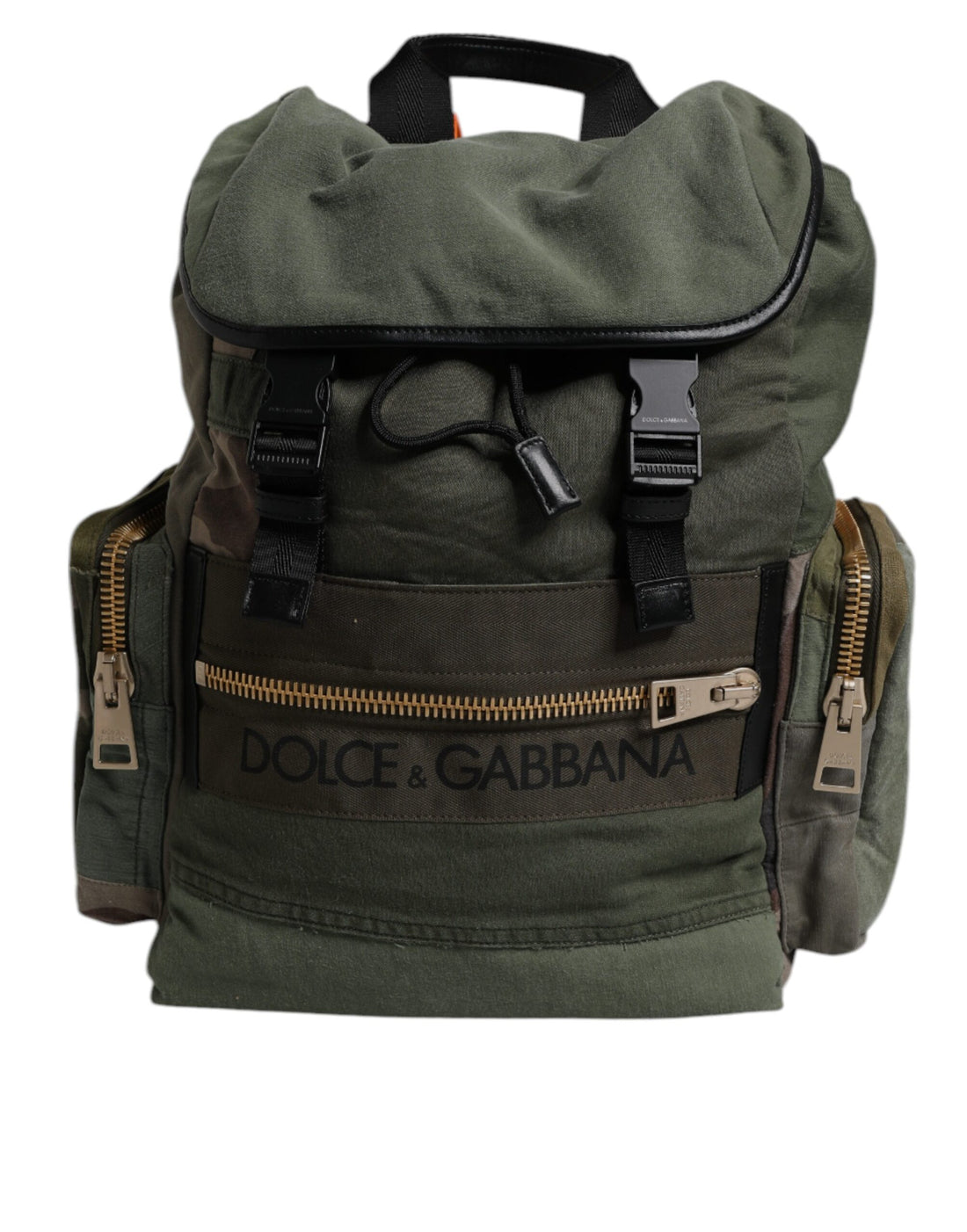 Dolce &amp; Gabbana Military Green Patchwork Travel Backpack Bag