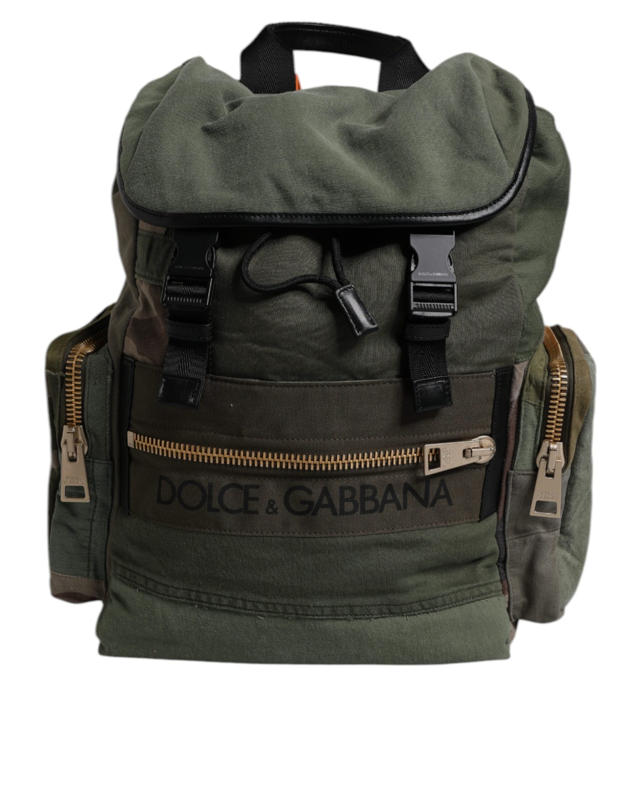 Dolce &amp; Gabbana Military Green Patchwork Travel Backpack Bag