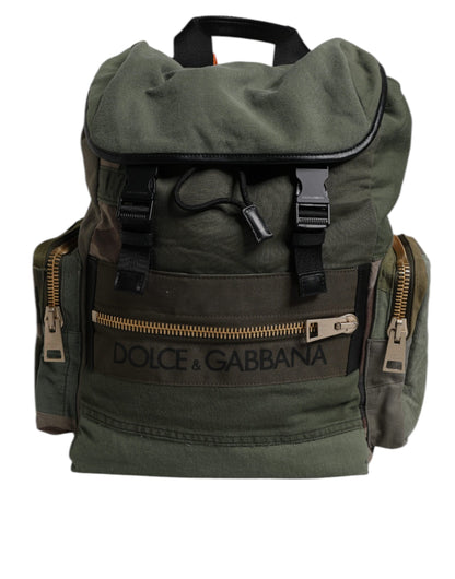 Dolce &amp; Gabbana Military Green Patchwork Travel Backpack Bag