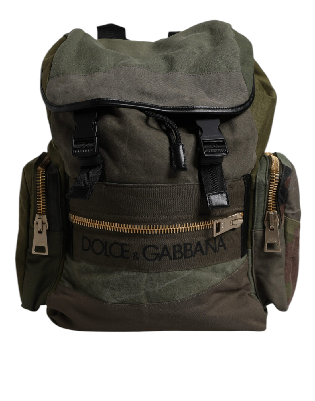 Dolce &amp; Gabbana Military Green Patchwork School Backpack Bag