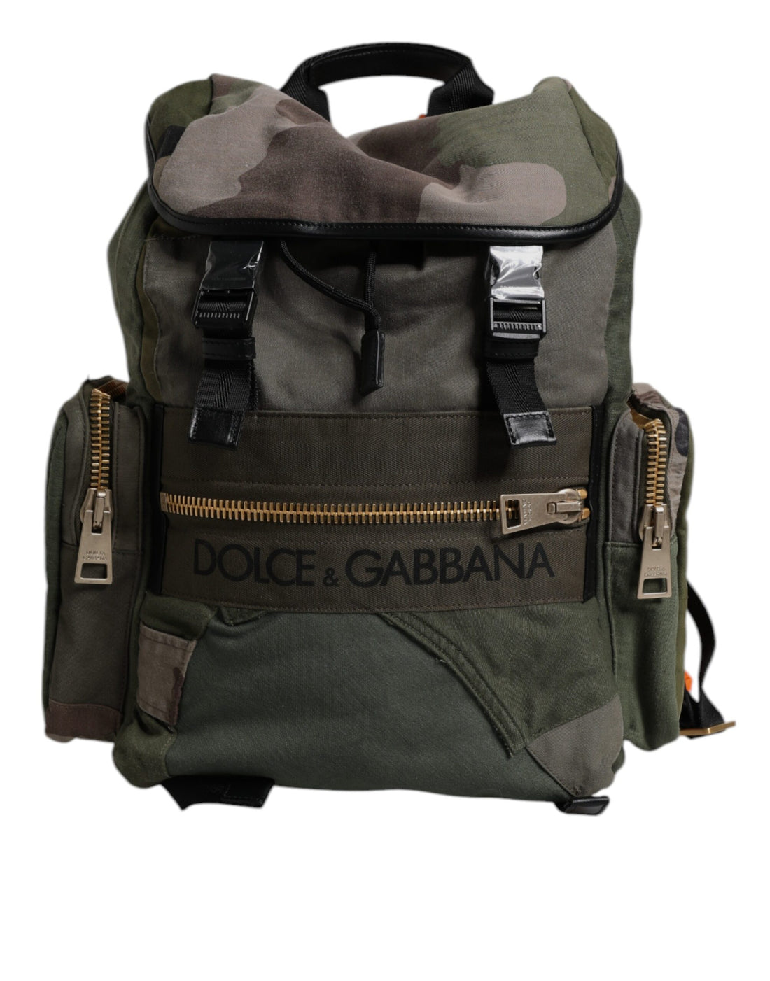 Dolce &amp; Gabbana Military Green Patchwork Travel Backpack Bag