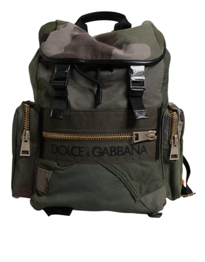 Dolce &amp; Gabbana Military Green Patchwork Travel Backpack Bag