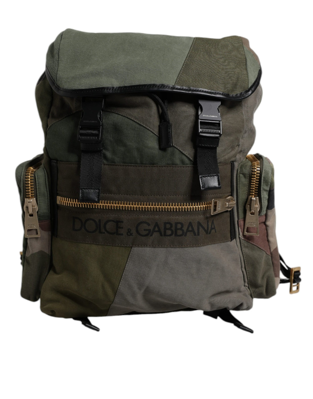 Dolce &amp; Gabbana Military Green Patchwork Travel Backpack Bag