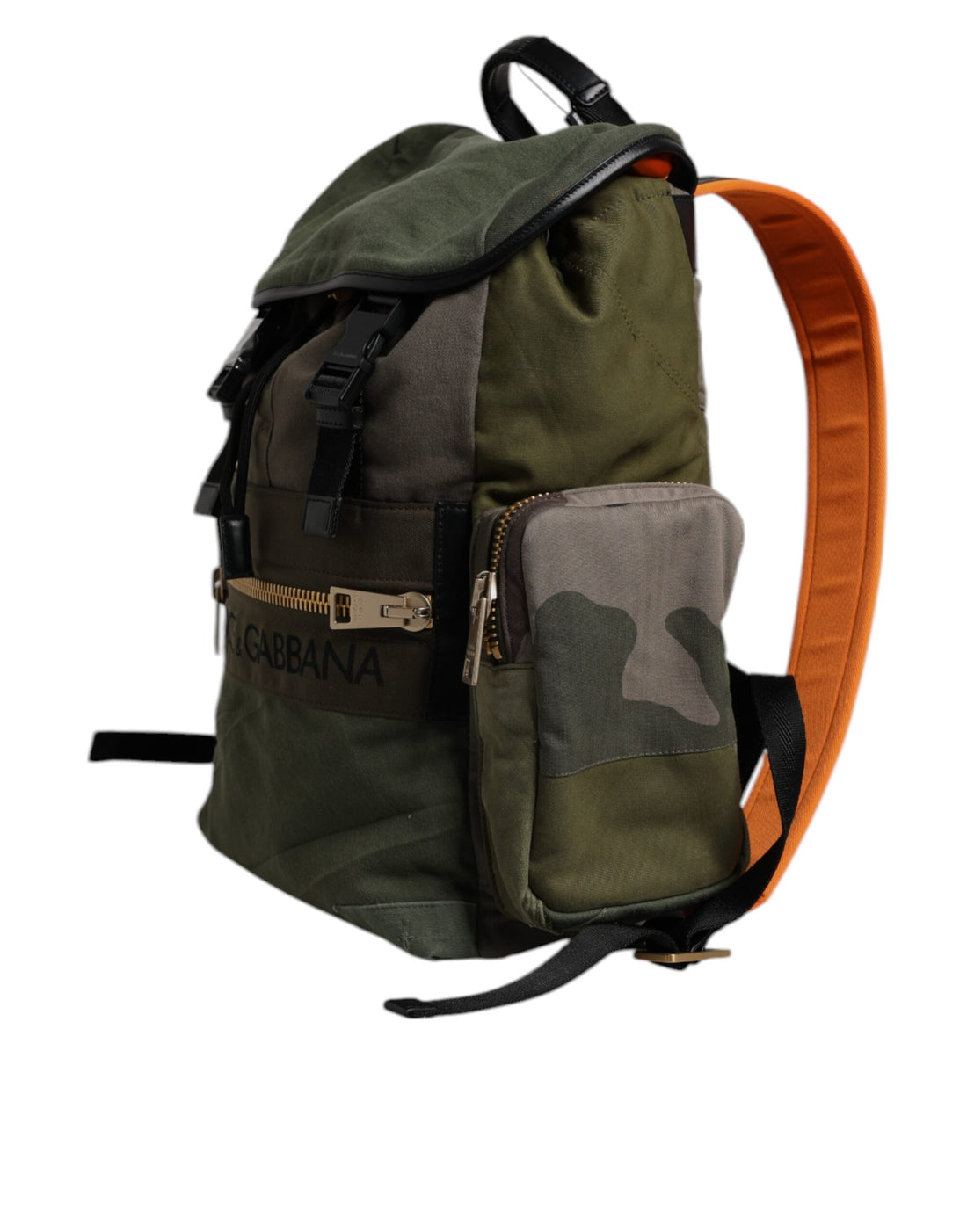 Dolce &amp; Gabbana Military Green Patchwork Travel Backpack Bag