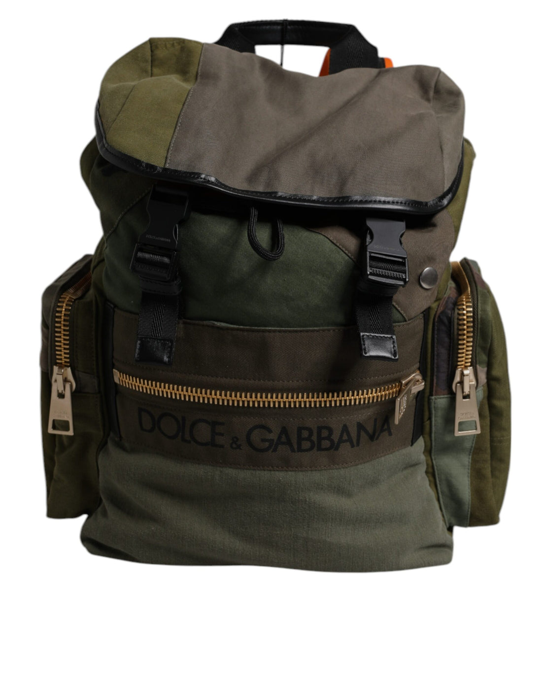 Dolce &amp; Gabbana Military Green Patchwork Travel Backpack Bag