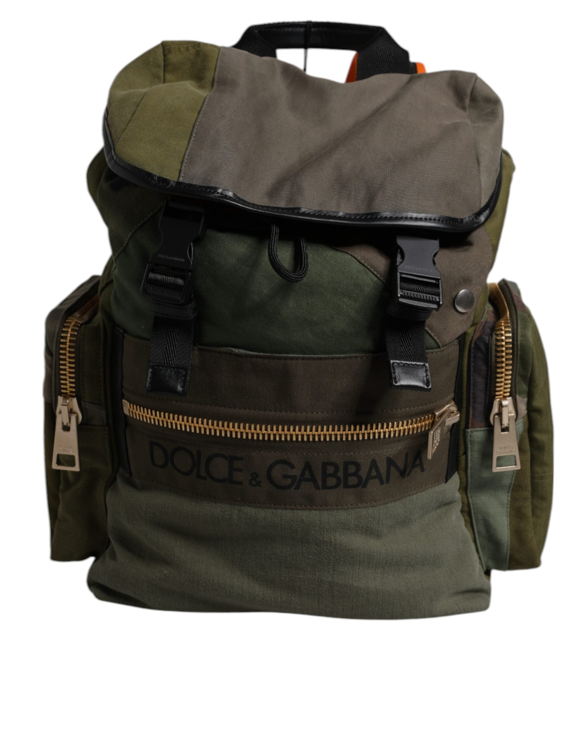 Dolce &amp; Gabbana Military Green Patchwork Travel Backpack Bag
