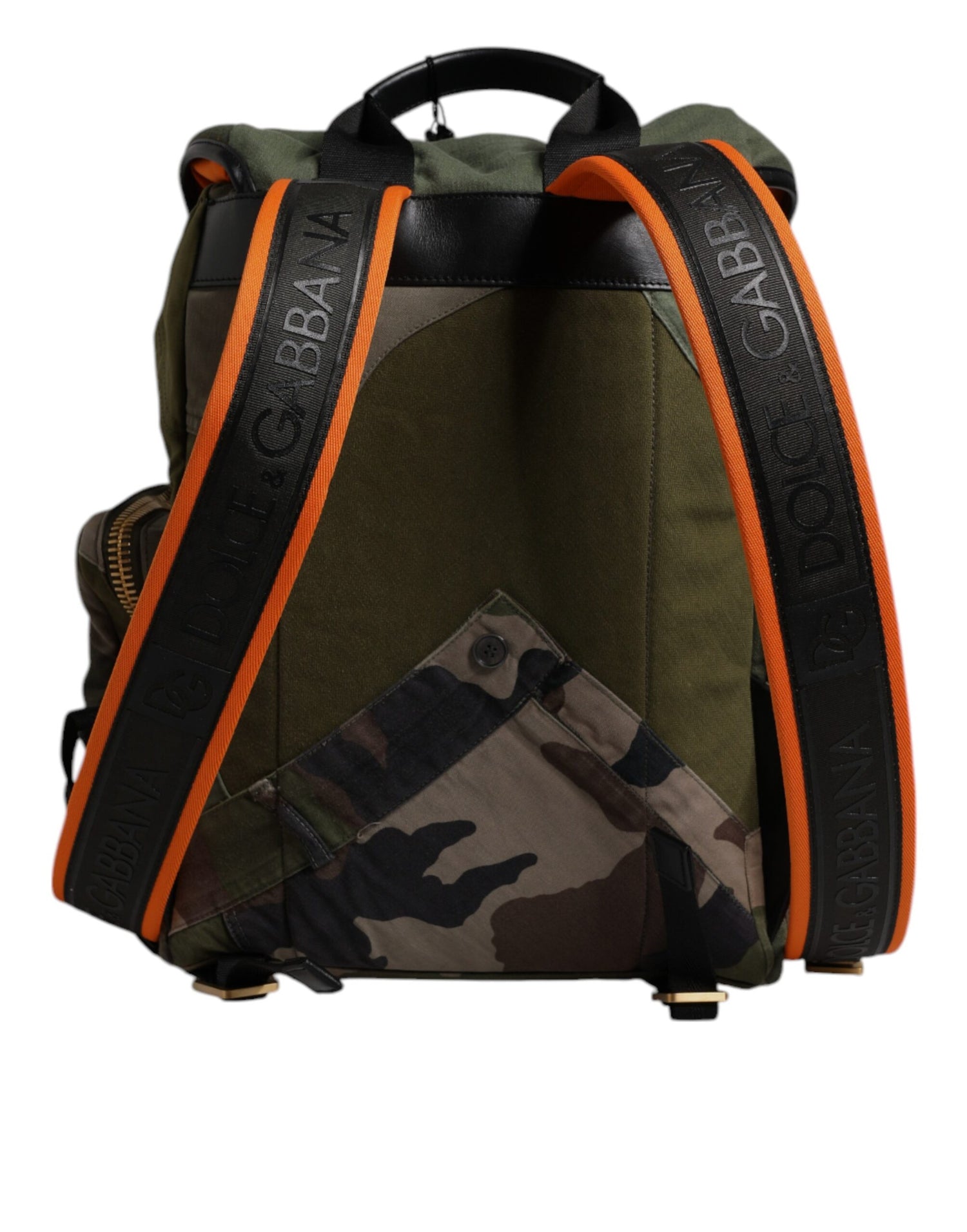 Dolce &amp; Gabbana Military Green Patchwork School Backpack Bag