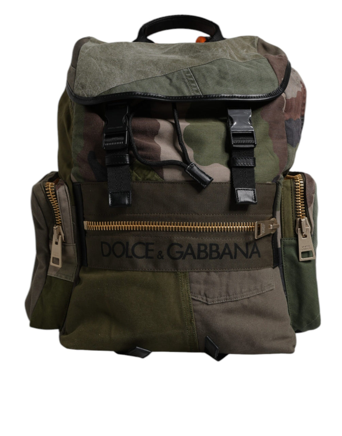 Dolce &amp; Gabbana Military Green Patchwork School Backpack Bag