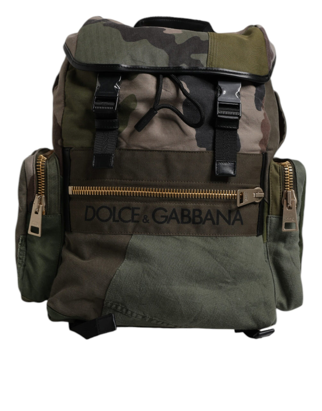 Dolce &amp; Gabbana Military Green Patchwork Travel Backpack Bag
