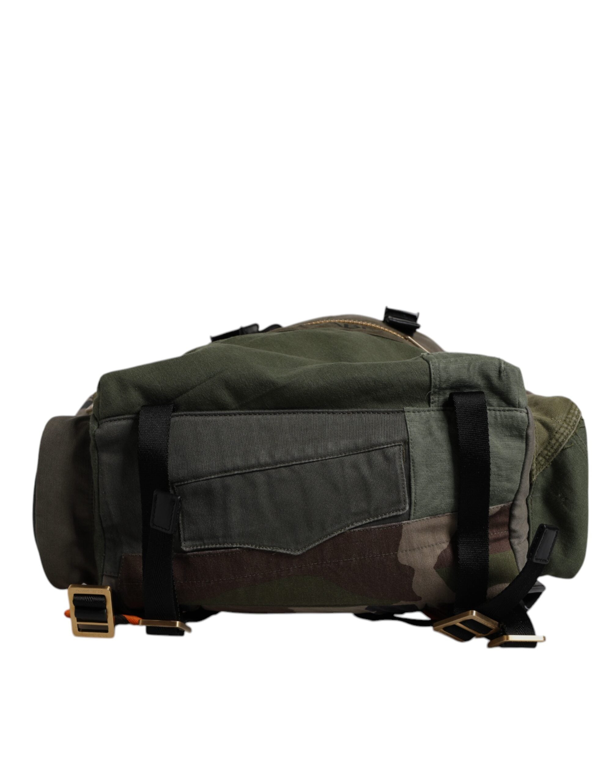 Dolce &amp; Gabbana Military Green Patchwork School Backpack Bag