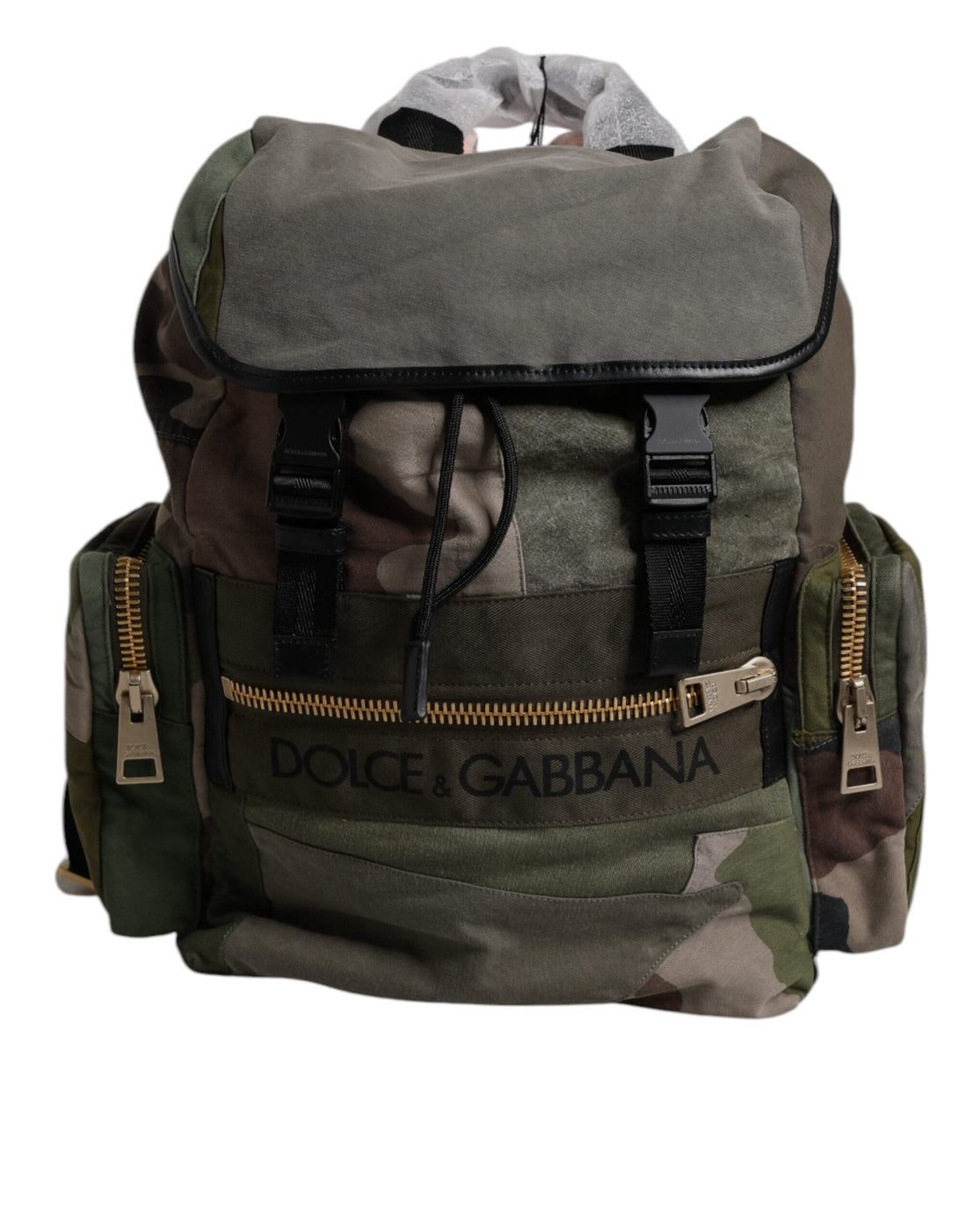 Dolce &amp; Gabbana Military Green Patchwork School Backpack Bag