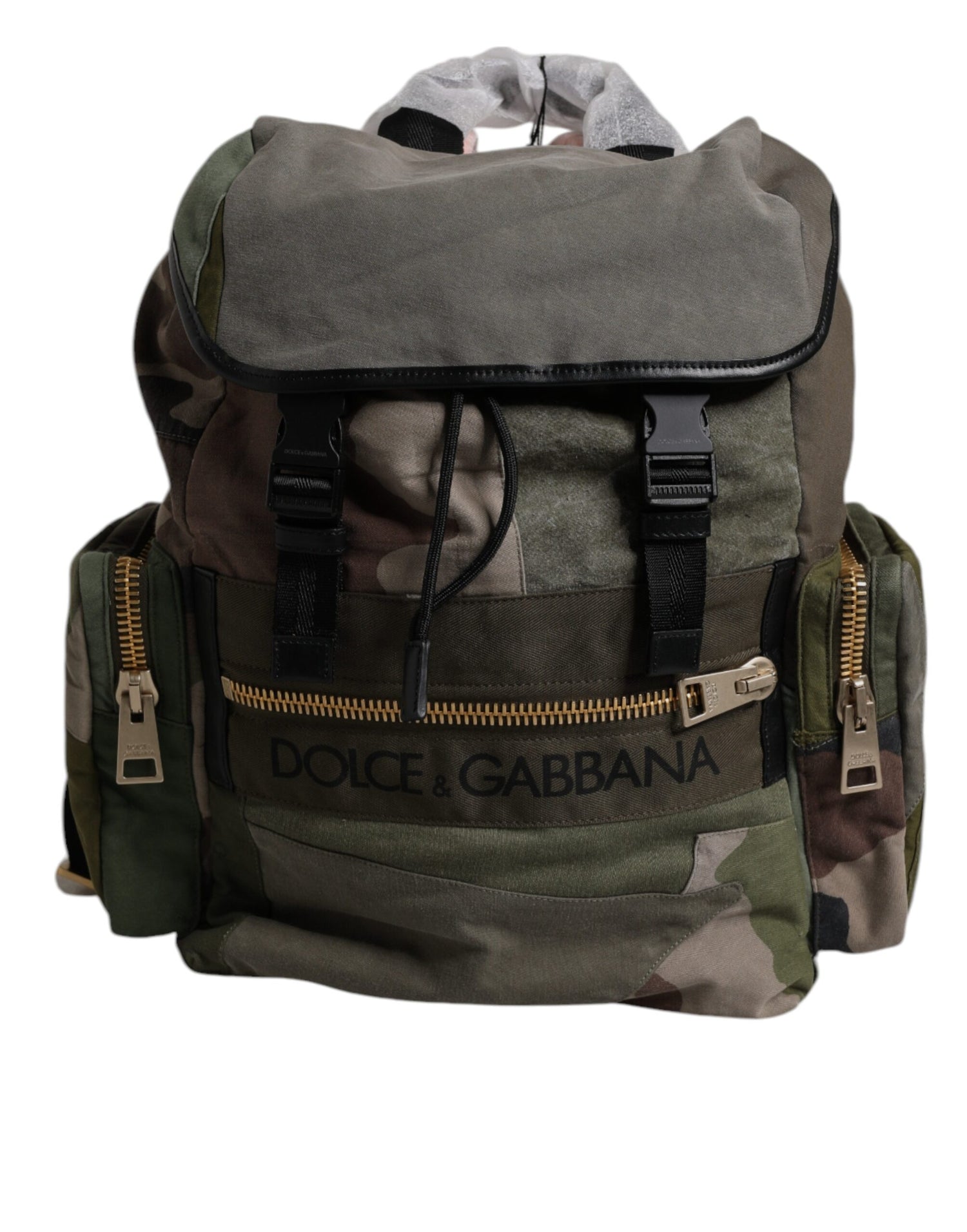 Dolce &amp; Gabbana Military Green Patchwork School Backpack Bag