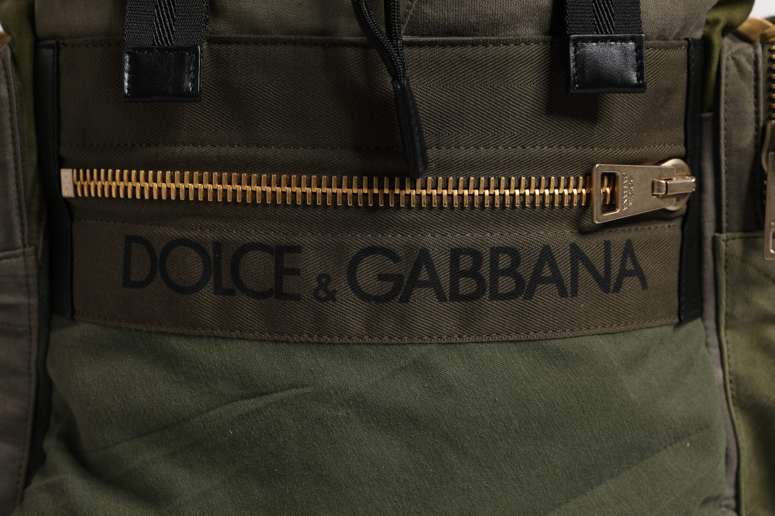 Dolce &amp; Gabbana Military Green Patchwork School Backpack Bag
