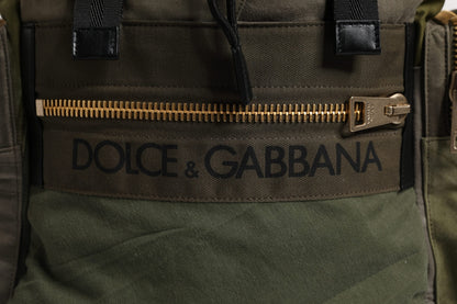 Dolce &amp; Gabbana Military Green Patchwork School Backpack Bag