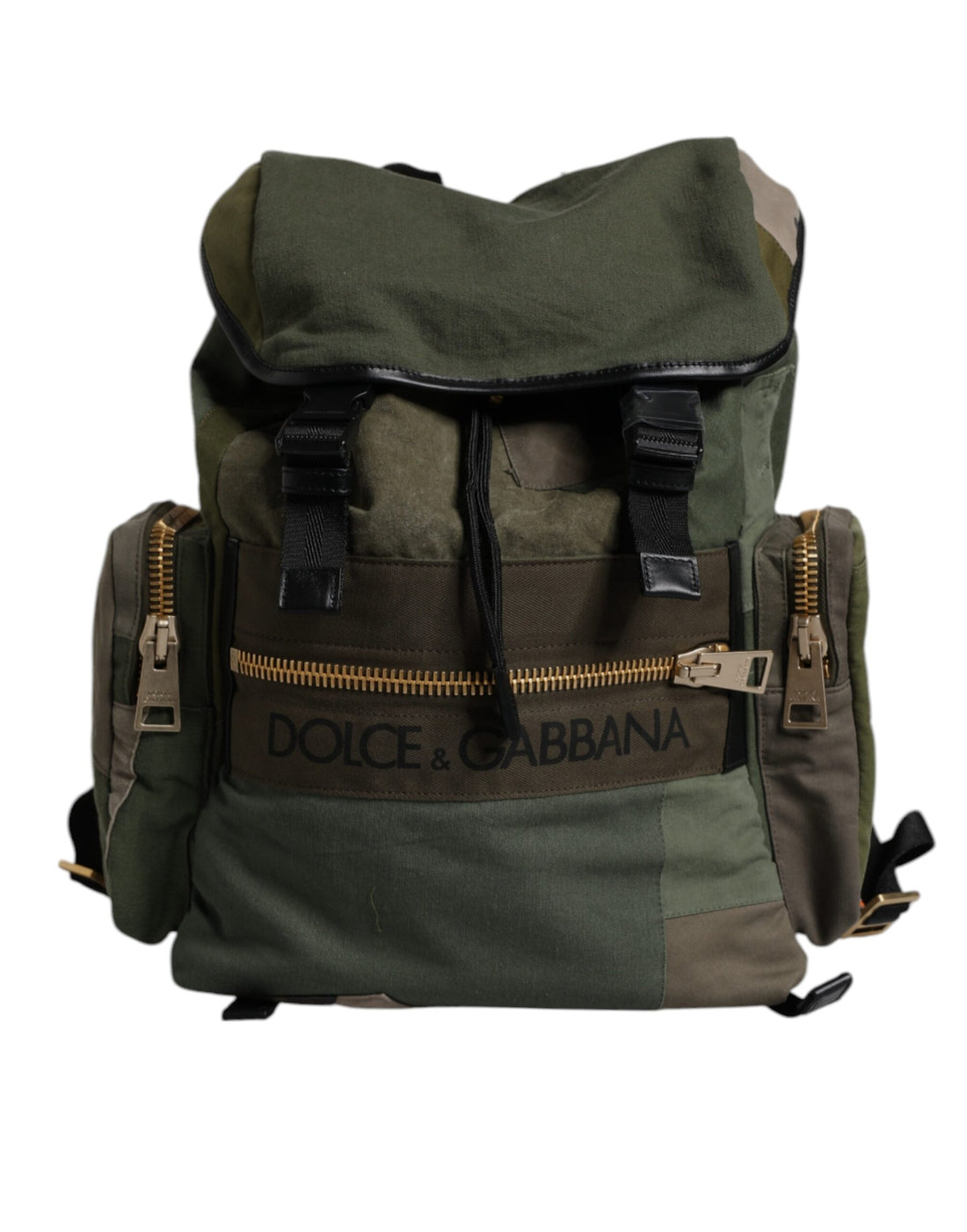 Dolce &amp; Gabbana Military Green Patchwork School Backpack Bag