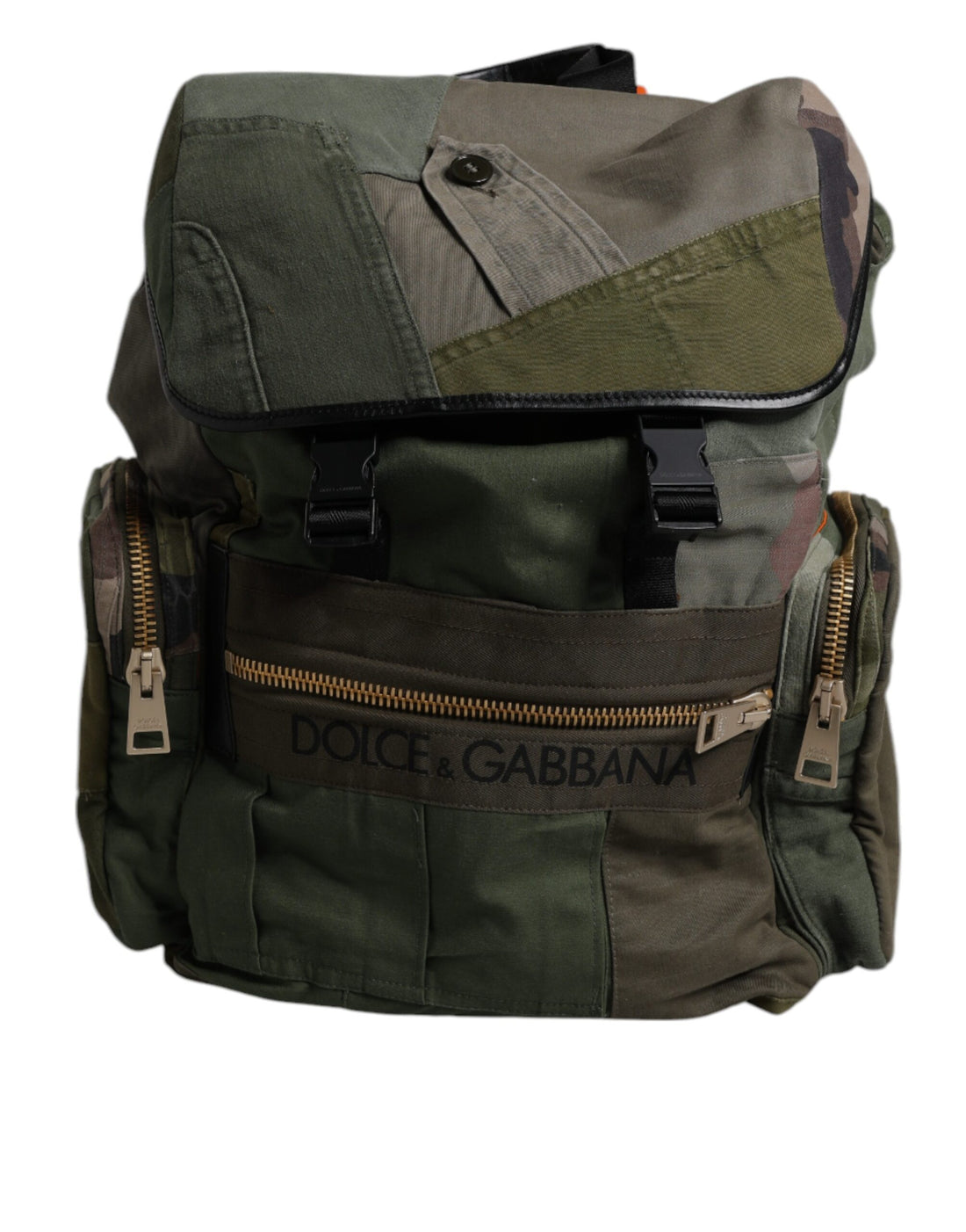 Dolce &amp; Gabbana Military Green Patchwork Travel Backpack Bag