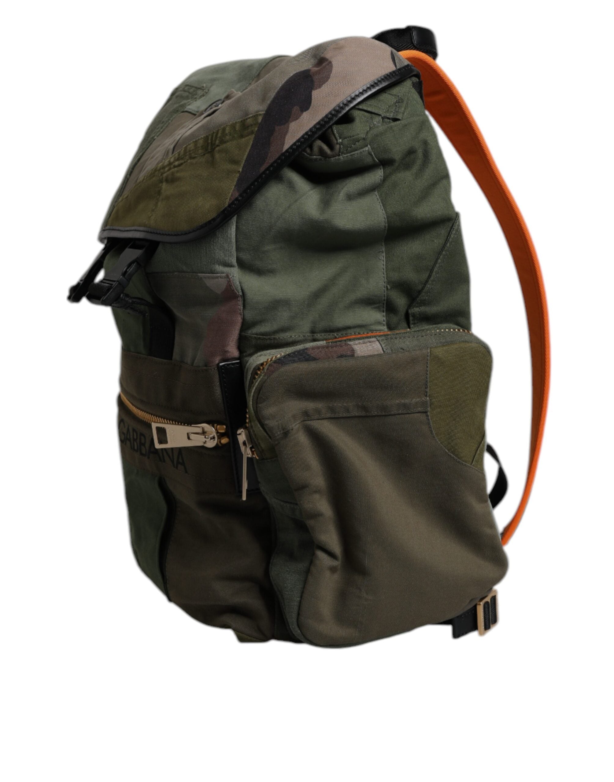 Dolce &amp; Gabbana Military Green Patchwork Travel Backpack Bag