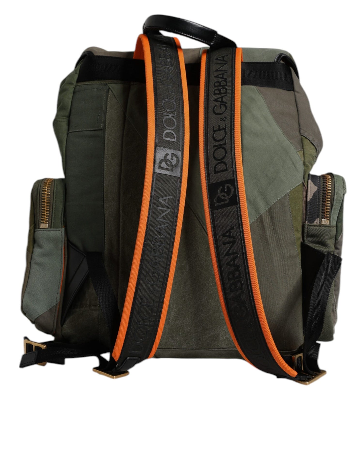 Dolce &amp; Gabbana Military Green Patchwork Travel Backpack Bag