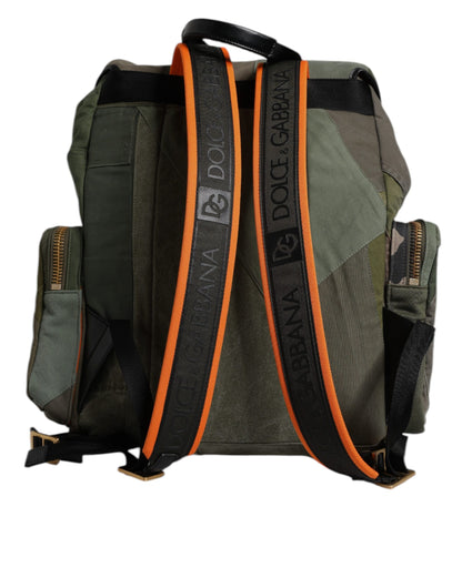 Dolce &amp; Gabbana Military Green Patchwork Travel Backpack Bag