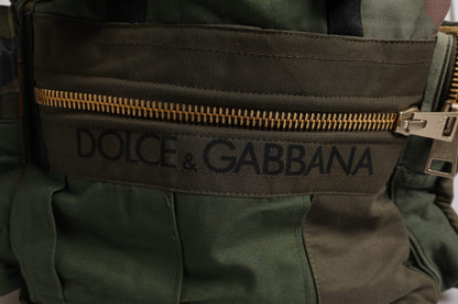 Dolce &amp; Gabbana Military Green Patchwork Travel Backpack Bag
