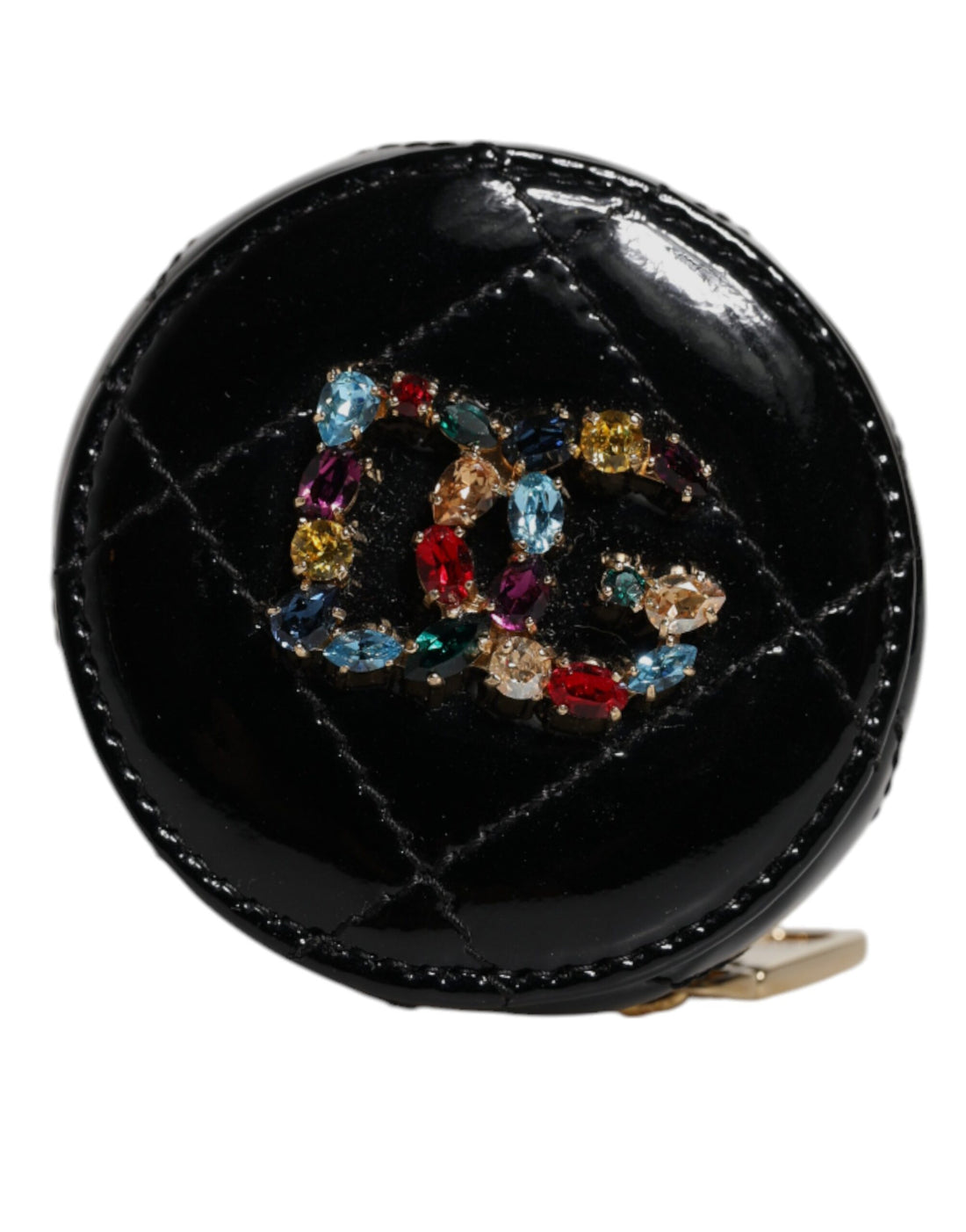 Dolce &amp;amp; Gabbana Svart Lammskinn DG Kristall Rund Myntväska