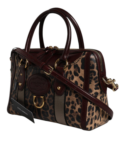 Dolce &amp; Gabbana Brown Leopard Leather Shoulder Strap Duffle Bag