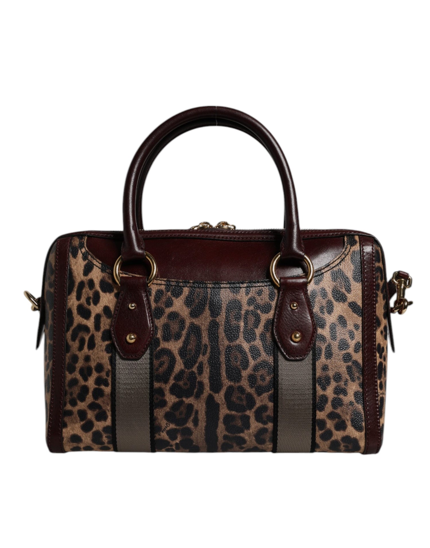 Dolce &amp; Gabbana Brown Leopard Leather Shoulder Strap Duffle Bag